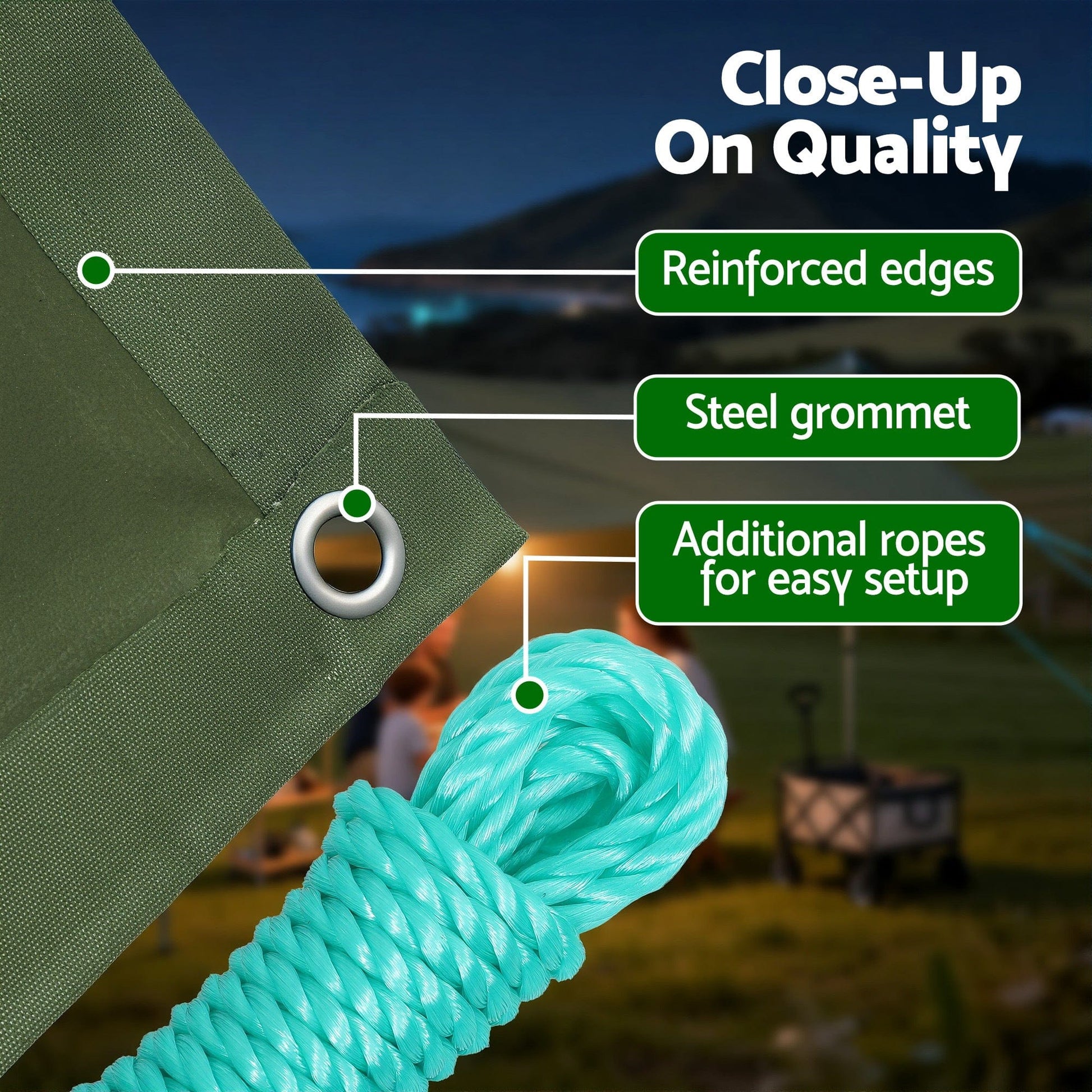 Instahut Outdoor Recreation > Camping > Caravan Accessories Instahut 2x3m Tarp Tarpaulin 600GSM Camping Canvas Heavy Duty Water Resistant