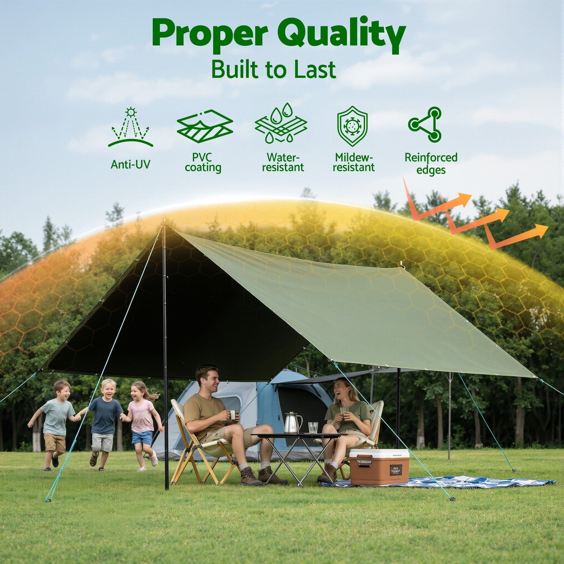 Instahut Outdoor Recreation > Camping > Caravan Accessories Instahut 2x3m Tarp Tarpaulin 600GSM Camping Canvas Heavy Duty Water Resistant