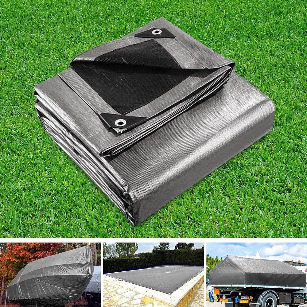 Instahut Outdoor Recreation > Camping > Caravan Accessories Instahut Tarp Tarpaulin 3.6x6m Canvas Camping Heavy Duty Sun Cover