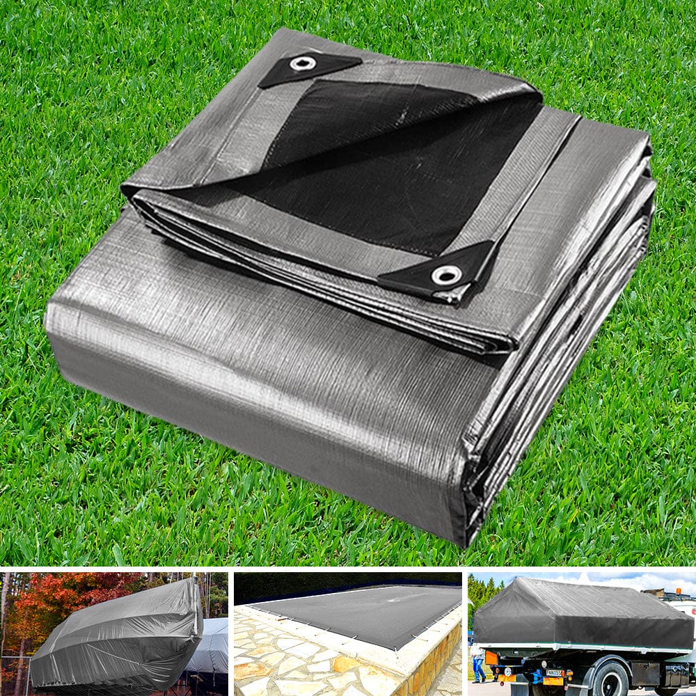 Instahut Outdoor Recreation > Camping > Caravan Accessories Instahut Tarp Tarpaulin 3.6x7.3m Canvas Camping Heavy Duty Sun Cover