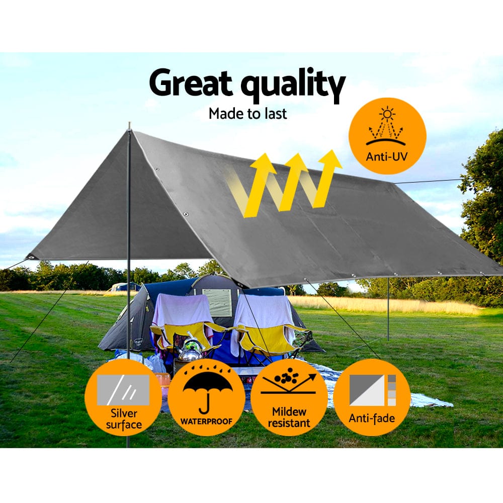 Instahut Outdoor Recreation > Camping > Caravan Accessories Instahut Tarp Tarpaulin 3.6x7.3m Canvas Camping Heavy Duty Sun Cover