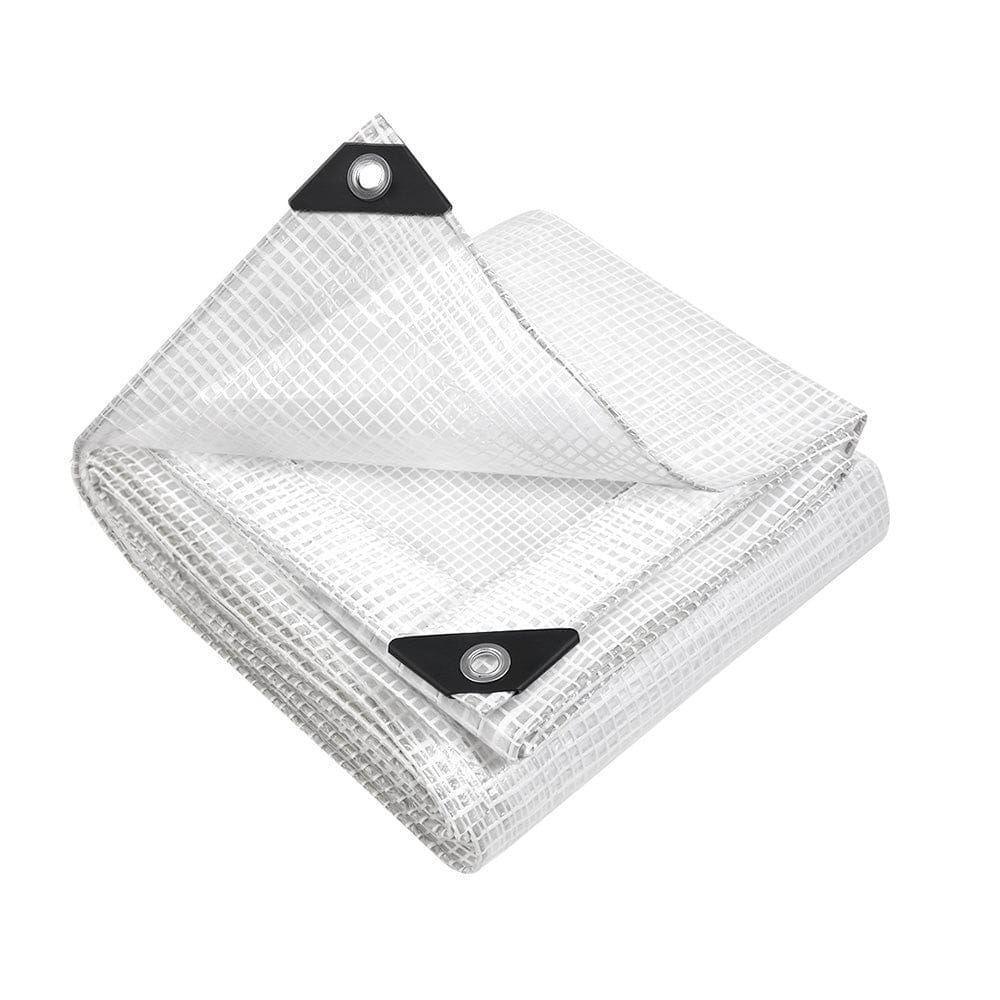 Instahut Outdoor Recreation > Camping > Caravan Accessories Instahut Tarp Tarpaulin 4x7m Canvas Heavy Duty Camping Cover Clear