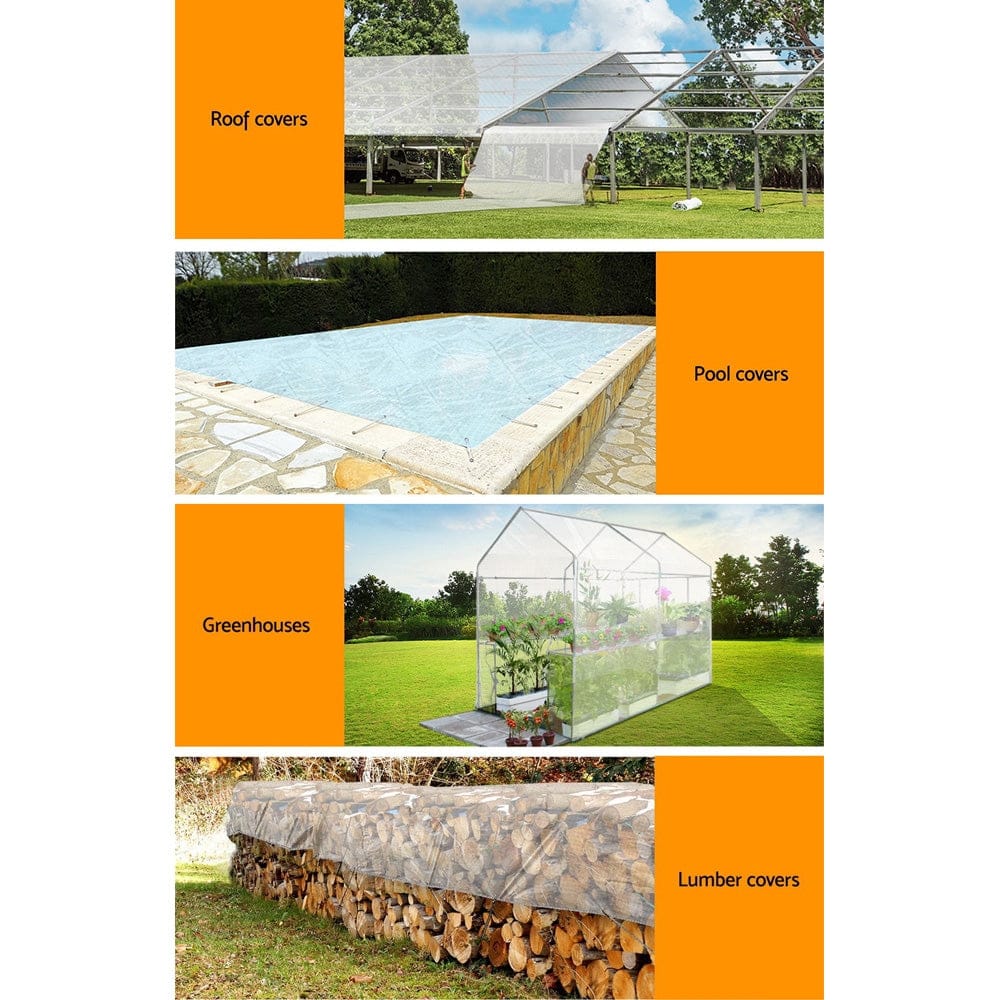 Instahut Outdoor Recreation > Camping > Caravan Accessories Instahut Tarp Tarpaulin 4x7m Canvas Heavy Duty Camping Cover Clear