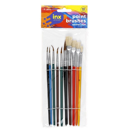 inx Paint brush 10x Flat Paint Brush Sizes Set Bristle Canvas Preparation Oil Acrylic Watercolor