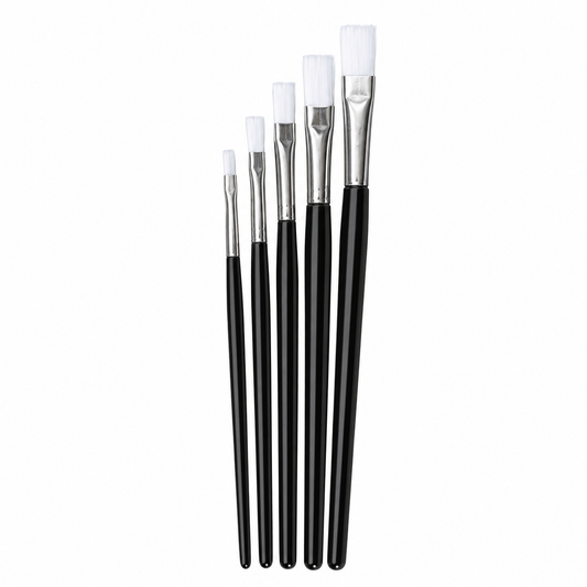 Inx Paint brush 5 x Flat Paint Brush Sizes Set Bristle Canvas Preparation Oil Acrylic Watercolor