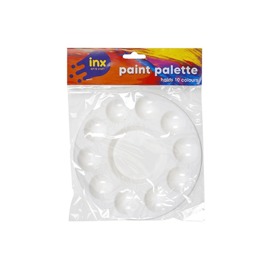 Inx Painting palette Round Plastic Paint Palette 17cm White Artist Painting Art Craft 10 Well Colours