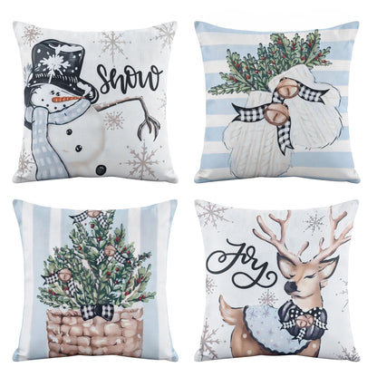 Jingle Jollys Home & Garden > Decor > Cushions & Throws Jingle Jollys Christmas Cushion Covers Set of 4 Pillow Covers 45x45cm with 4 Cute Patterns Blue