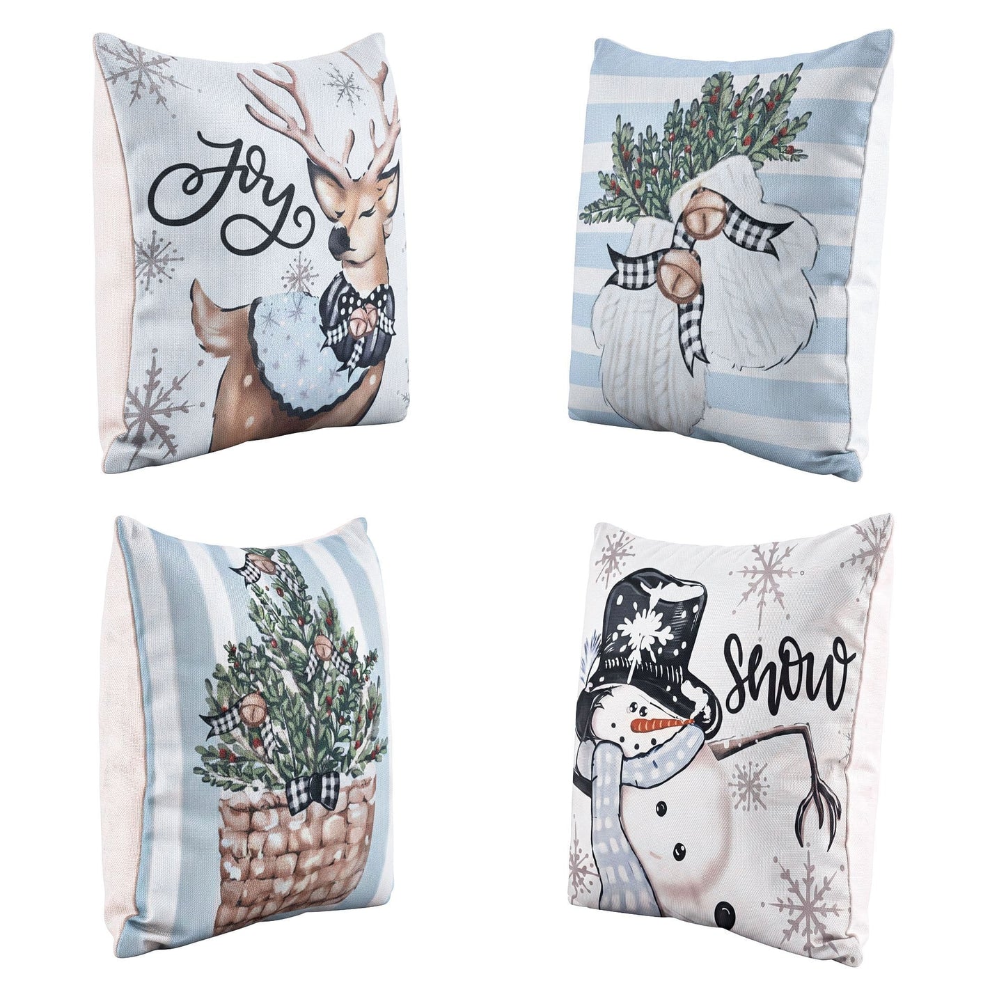 Jingle Jollys Home & Garden > Decor > Cushions & Throws Jingle Jollys Christmas Cushion Covers Set of 4 Pillow Covers 45x45cm with 4 Cute Patterns Blue