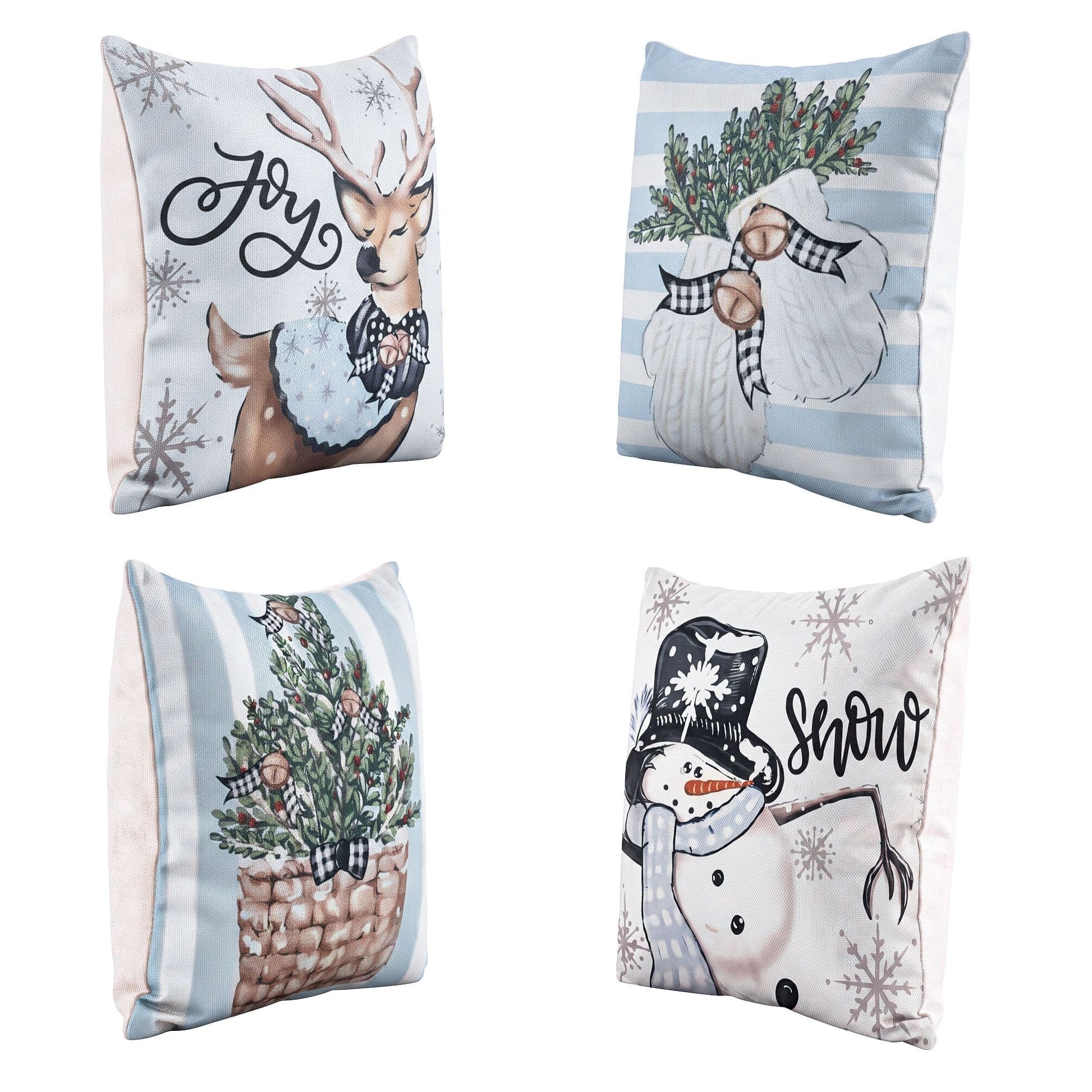 Jingle Jollys Home & Garden > Decor > Cushions & Throws Jingle Jollys Christmas Cushion Covers Set of 4 Pillow Covers 45x45cm with 4 Cute Patterns Blue