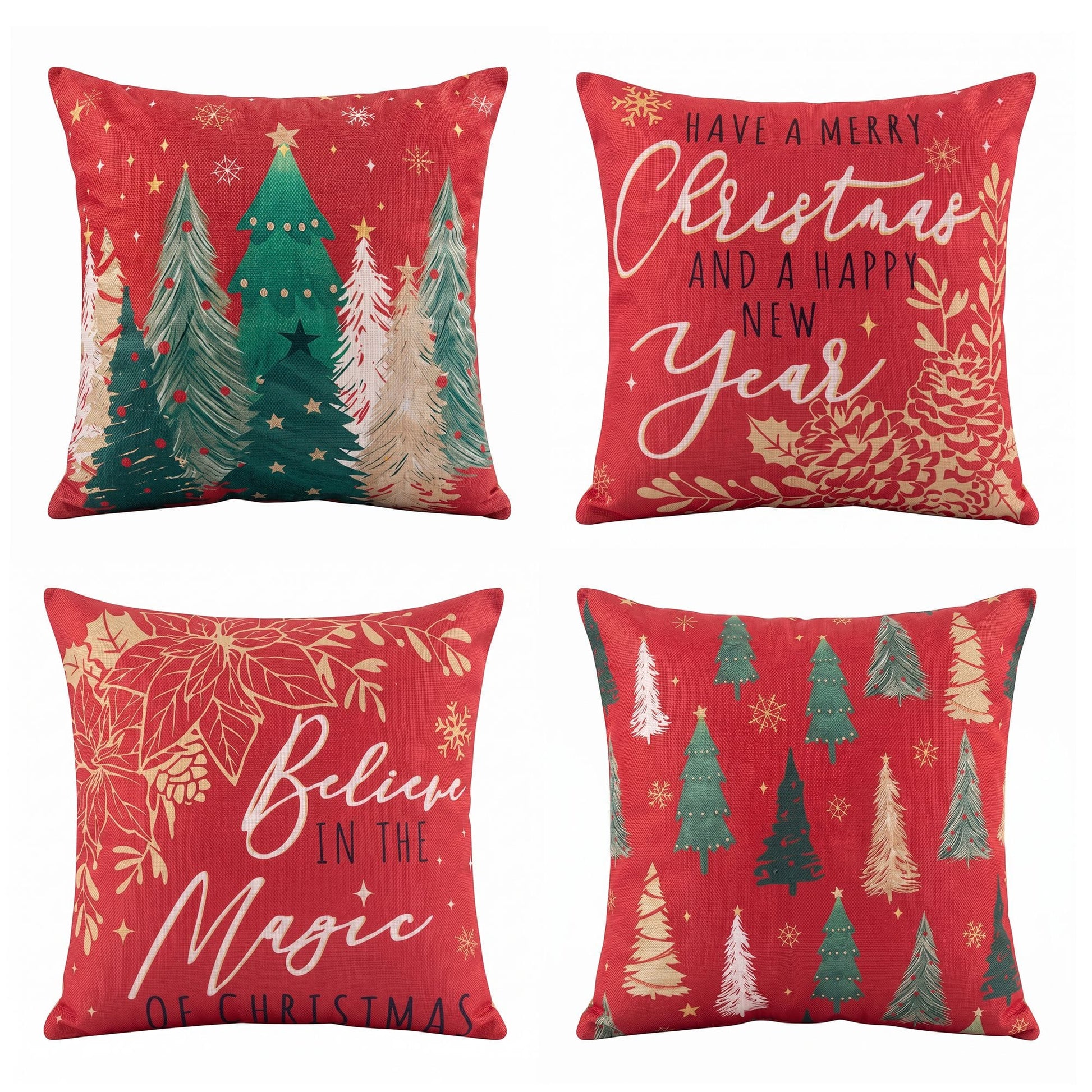 Jingle Jollys Home & Garden > Decor > Cushions & Throws Jingle Jollys Christmas Cushion Covers Set of 4 Pillow Covers 45x45cm with 4 Cute Patterns Red