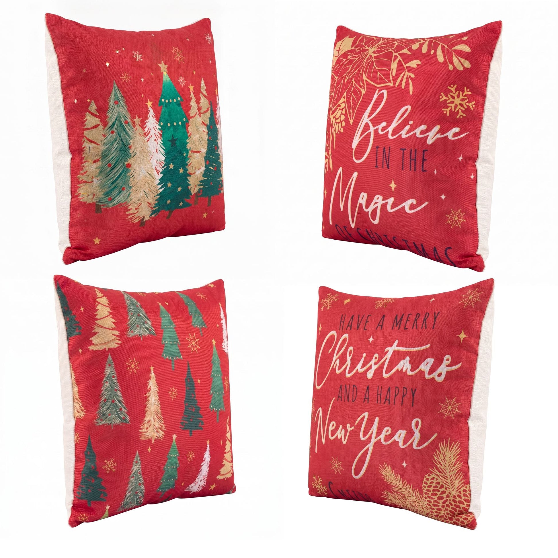 Jingle Jollys Home & Garden > Decor > Cushions & Throws Jingle Jollys Christmas Cushion Covers Set of 4 Pillow Covers 45x45cm with 4 Cute Patterns Red