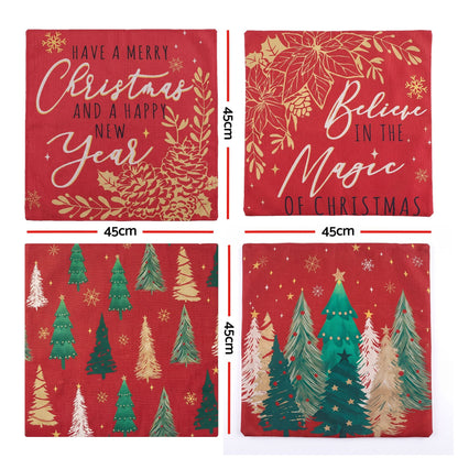 Jingle Jollys Home & Garden > Decor > Cushions & Throws Jingle Jollys Christmas Cushion Covers Set of 4 Pillow Covers 45x45cm with 4 Cute Patterns Red