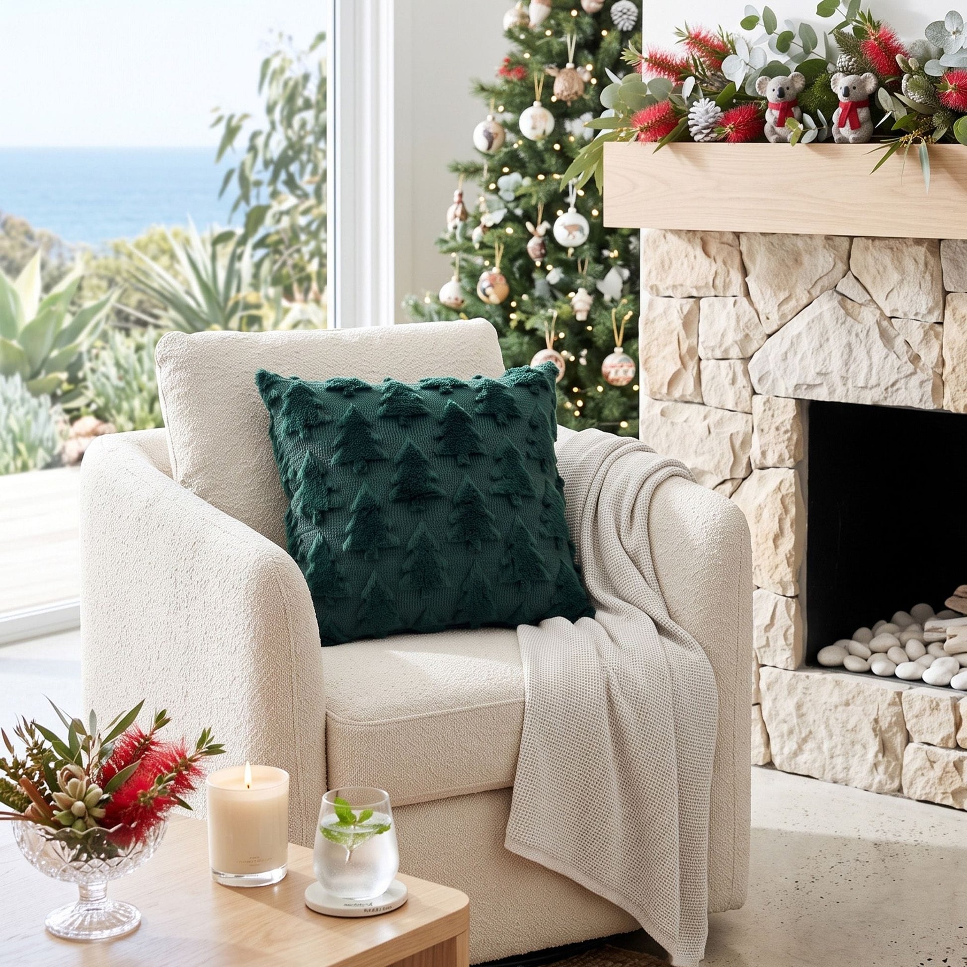 Jingle Jollys Home & Garden > Decor > Cushions & Throws Jingle Jollys Christmas Tree Pillow Covers 2 Packs Cushion Covers Soft Faux Fur Jacquard Throw Pillow Covers 45 x 45cm Green