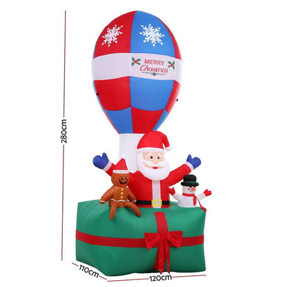 Jingle Jollys Occasions > Christmas > Christmas Clothing Jingle Jollys Christmas Inflatable Santa in Ballon 2.8M Height LED Decorations Illuminated