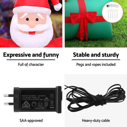 Jingle Jollys Occasions > Christmas > Christmas Clothing Jingle Jollys Christmas Inflatable Santa in Ballon 2.8M Height LED Decorations Illuminated