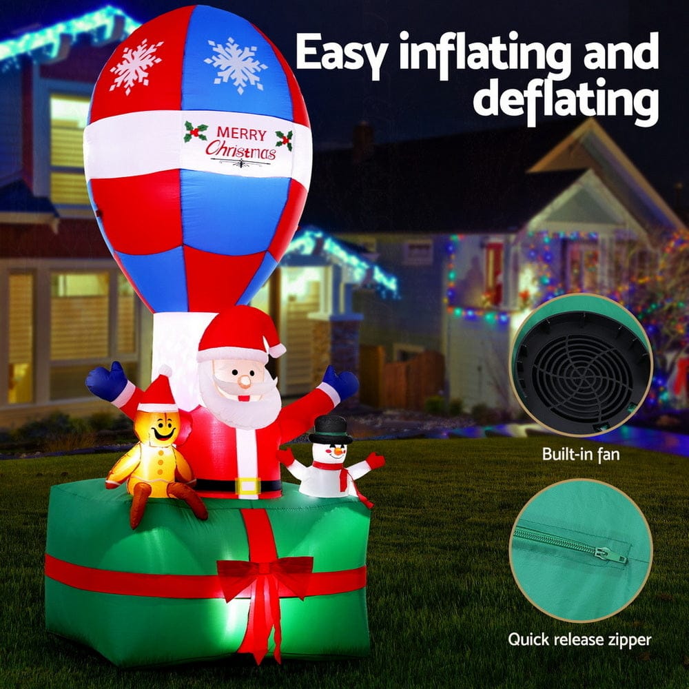 Jingle Jollys Occasions > Christmas > Christmas Clothing Jingle Jollys Christmas Inflatable Santa in Ballon 2.8M Height LED Decorations Illuminated