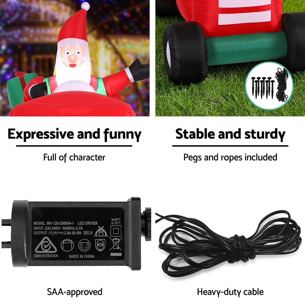 Jingle Jollys Occasions > Christmas > Christmas Clothing Jingle Jollys Christmas Inflatable Santa Truck 2.6M Length LED Decorations Illuminated