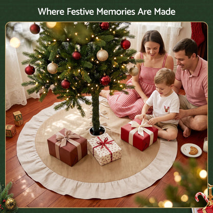 Jingle Jollys Occasions > Christmas > Christmas Decorations Jingle Jollys 120cm Christmas Tree Skirt Linen Christmas Tree Mat Decor