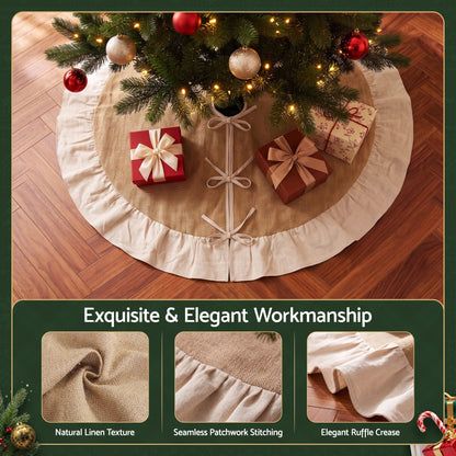 Jingle Jollys Occasions > Christmas > Christmas Decorations Jingle Jollys 120cm Christmas Tree Skirt Linen Christmas Tree Mat Decor
