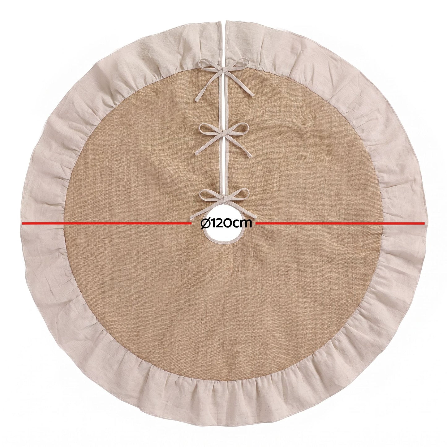 Jingle Jollys Occasions > Christmas > Christmas Decorations Jingle Jollys 120cm Christmas Tree Skirt Linen Christmas Tree Mat Decor