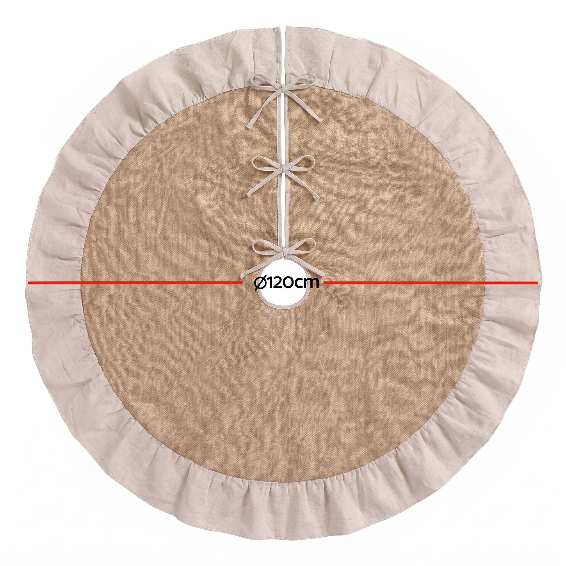 Jingle Jollys Occasions > Christmas > Christmas Decorations Jingle Jollys 120cm Christmas Tree Skirt Linen Christmas Tree Mat Decor