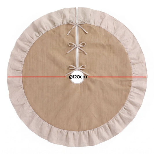 Jingle Jollys Occasions > Christmas > Christmas Decorations Jingle Jollys 120cm Christmas Tree Skirt Linen Christmas Tree Mat Decor