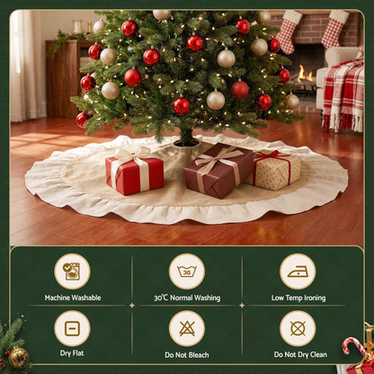 Jingle Jollys Occasions > Christmas > Christmas Decorations Jingle Jollys 120cm Christmas Tree Skirt Linen Christmas Tree Mat Decor
