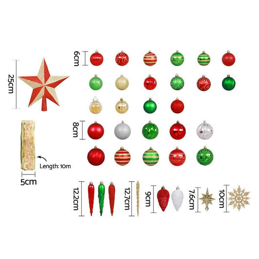 Jingle Jollys Occasions > Christmas > Christmas Decorations Jingle Jollys 155pcs Christmas Tree Decorations Set Baubles Ornaments Party