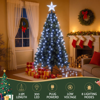 Jingle Jollys Occasions > Christmas > Christmas Decorations Jingle Jollys 2.5M Christmas Tree Lights Christmas Lights Tree Topper Waterfall Fairy Lights White