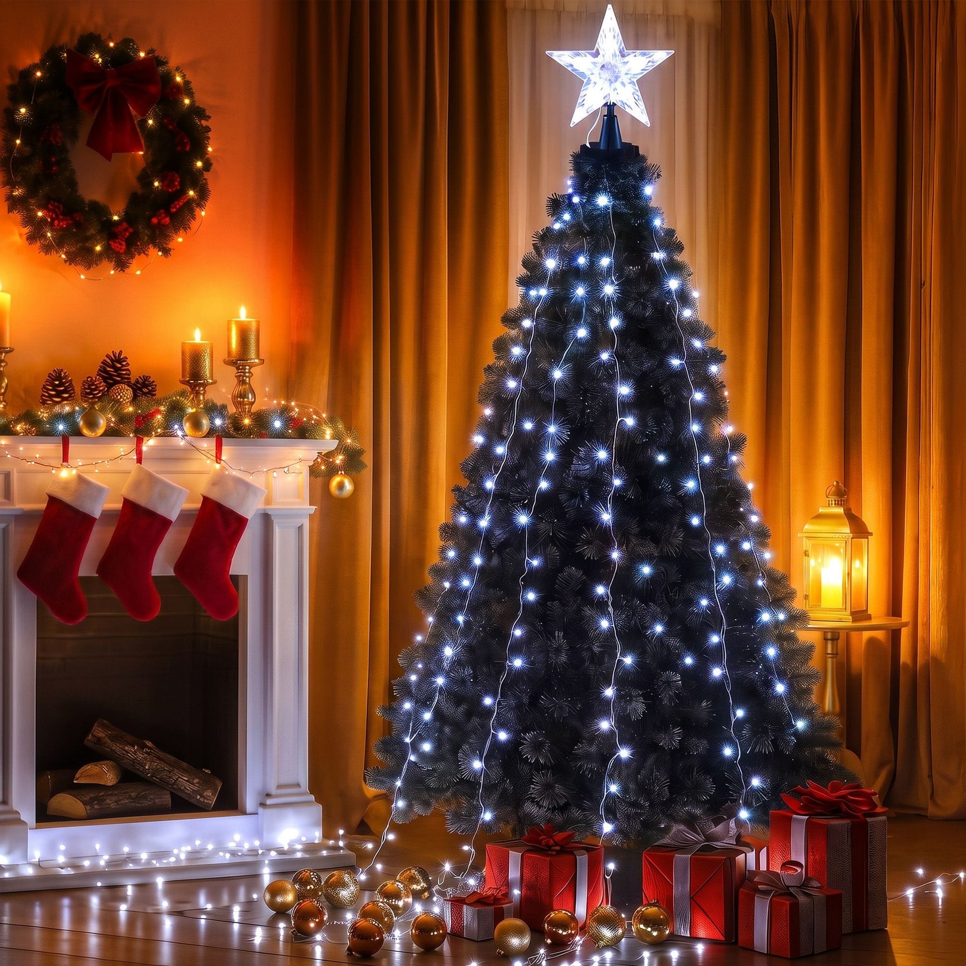 Jingle Jollys Occasions > Christmas > Christmas Decorations Jingle Jollys 2.5M Christmas Tree Lights Christmas Lights Tree Topper Waterfall Fairy Lights White