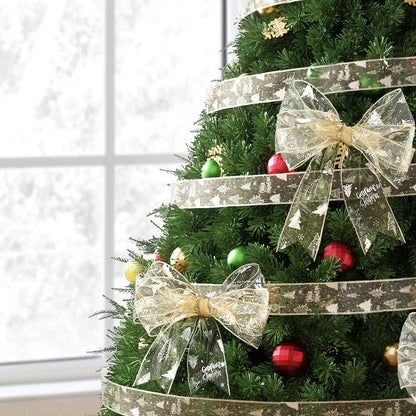 Jingle Jollys Occasions > Christmas > Christmas Decorations Jingle Jollys 20M Christmas Ribbon Roll Bow Printed Xmas Tree Decor Gift Gold