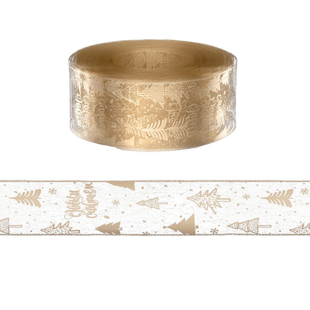Jingle Jollys Occasions > Christmas > Christmas Decorations Jingle Jollys 20M Christmas Ribbon Roll Bow Printed Xmas Tree Decor Gift Gold