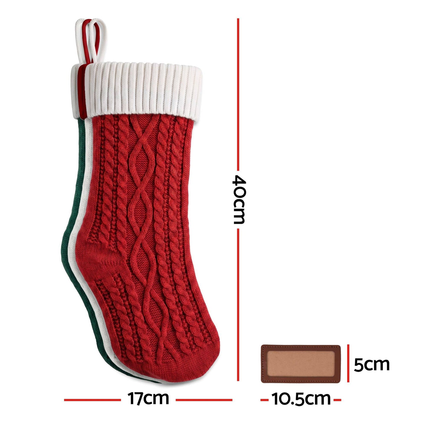 Jingle Jollys Occasions > Christmas > Christmas Decorations Jingle Jollys 3PCS Personalized Christmas Stockings with Leather Patches, 16 Inch Knitted Contrast Colour Xmas Hanging Decor For Fireplace Mantel, Christmas Tree, Home Decoration & Holiday Party Displays