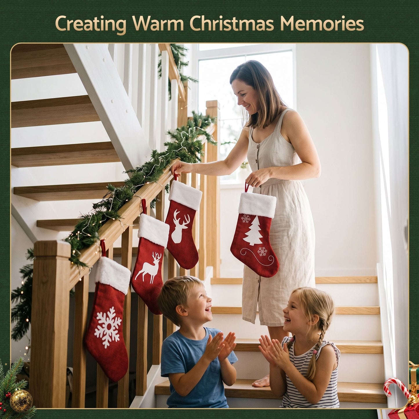 Jingle Jollys Occasions > Christmas > Christmas Decorations Jingle Jollys 4 Pack Large Velvet Christmas Stockings 46.5cm Red White Decor Perfect For Gift Ideal, Fireplace Mantels Christmas Trees Holiday Party Decorations