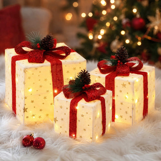 Jingle Jollys Occasions > Christmas > Christmas Decorations Jingle Jollys Christmas Decorations 3PC Lighted Gift Boxes Christmas Lights