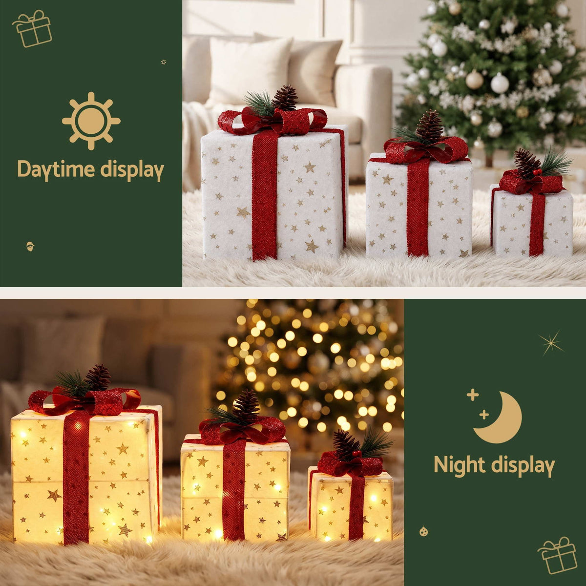 Jingle Jollys Occasions > Christmas > Christmas Decorations Jingle Jollys Christmas Decorations 3PC Lighted Gift Boxes Christmas Lights
