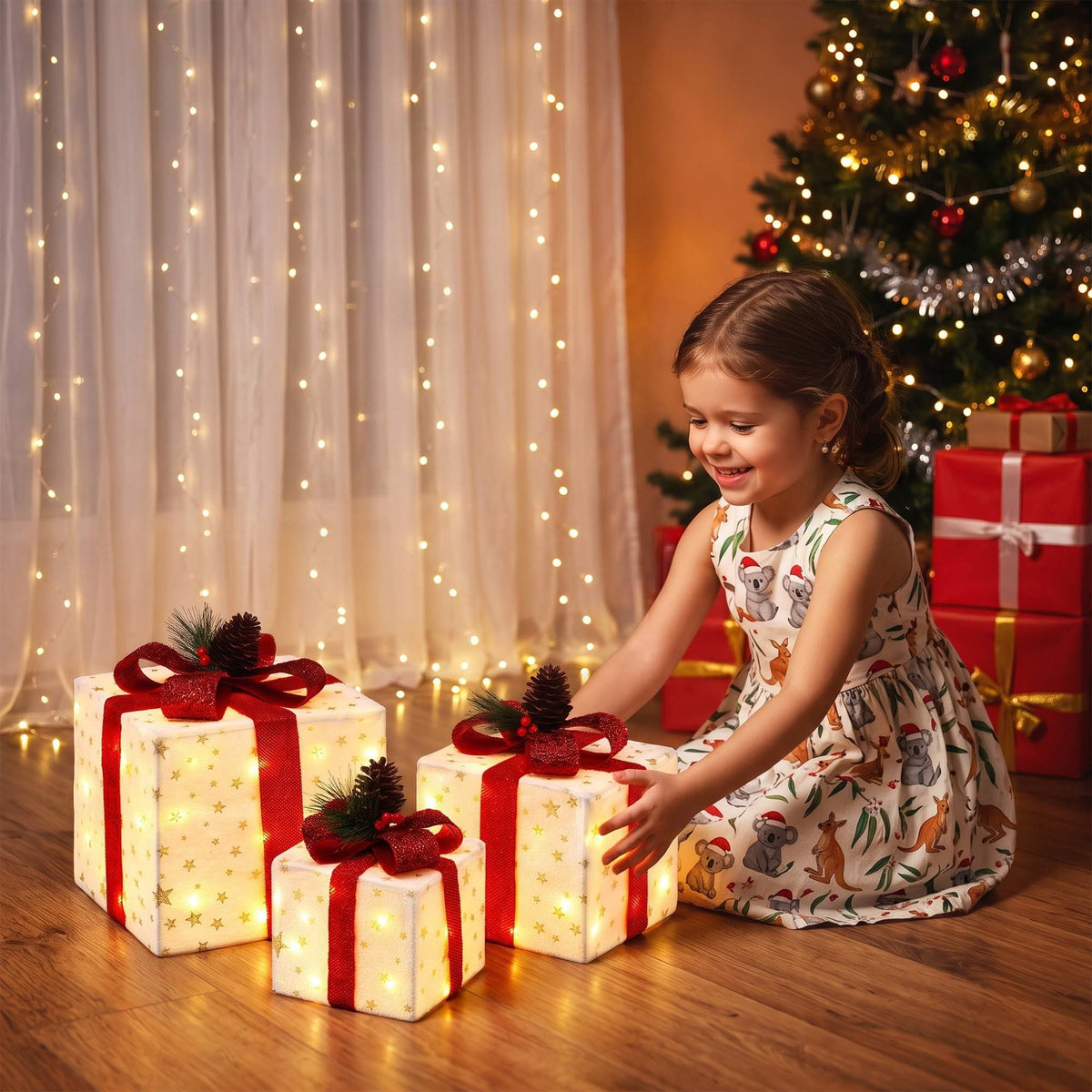 Jingle Jollys Occasions > Christmas > Christmas Decorations Jingle Jollys Christmas Decorations 3PC Lighted Gift Boxes Christmas Lights