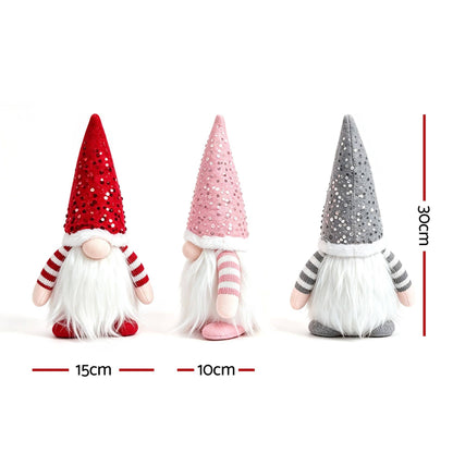 Jingle Jollys Occasions > Christmas > Christmas Decorations Jingle Jollys Christmas Gnomes Light Up Christmas Decorations Plush Goblin Set of 3 Warm White