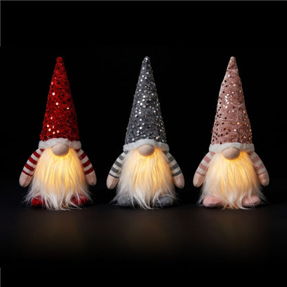 Jingle Jollys Occasions > Christmas > Christmas Decorations Jingle Jollys Christmas Gnomes Light Up Christmas Decorations Plush Goblin Set of 3 Warm White