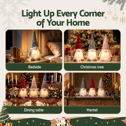 Jingle Jollys Occasions > Christmas > Christmas Decorations Jingle Jollys Christmas Gnomes Light Up Christmas Decorations Plush Goblin Set of 3 Warm White