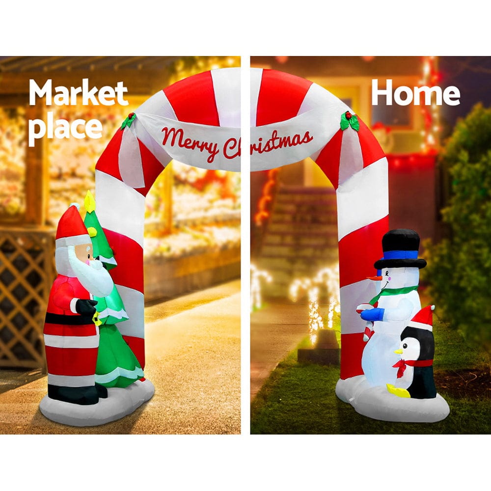 Jingle Jollys Occasions > Christmas > Christmas Decorations Jingle Jollys Christmas Inflatable Archwary Santa 3M Illuminated Decorations
