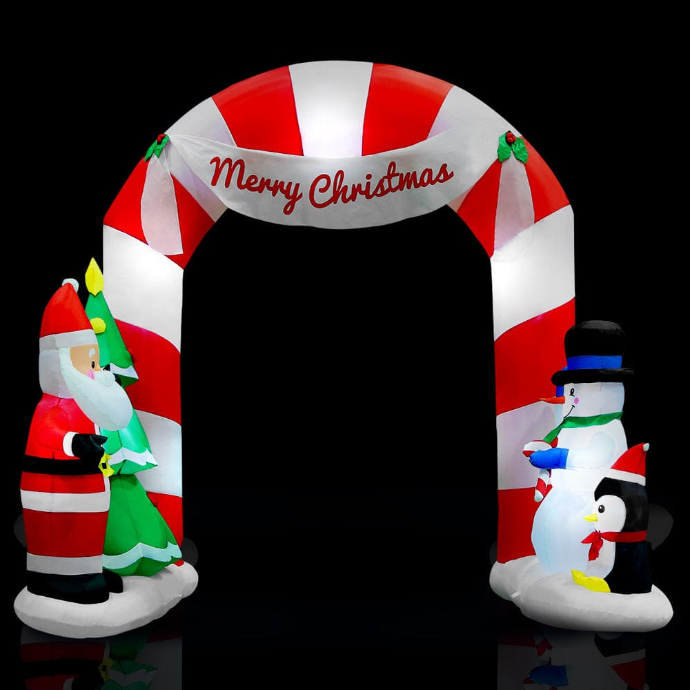 Jingle Jollys Occasions > Christmas > Christmas Decorations Jingle Jollys Christmas Inflatable Archwary Santa 3M Illuminated Decorations