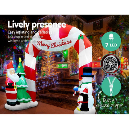 Jingle Jollys Occasions > Christmas > Christmas Decorations Jingle Jollys Christmas Inflatable Archwary Santa 3M Illuminated Decorations