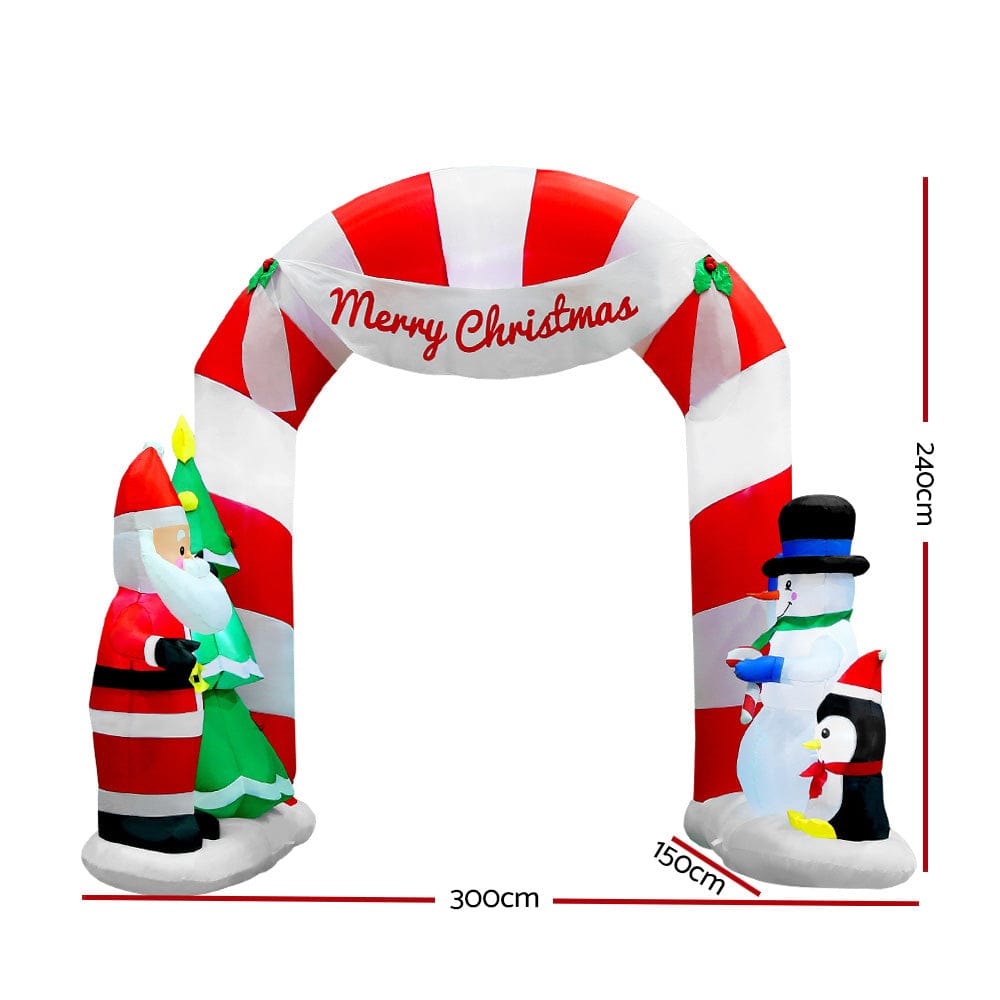 Jingle Jollys Occasions > Christmas > Christmas Decorations Jingle Jollys Christmas Inflatable Archwary Santa 3M Illuminated Decorations