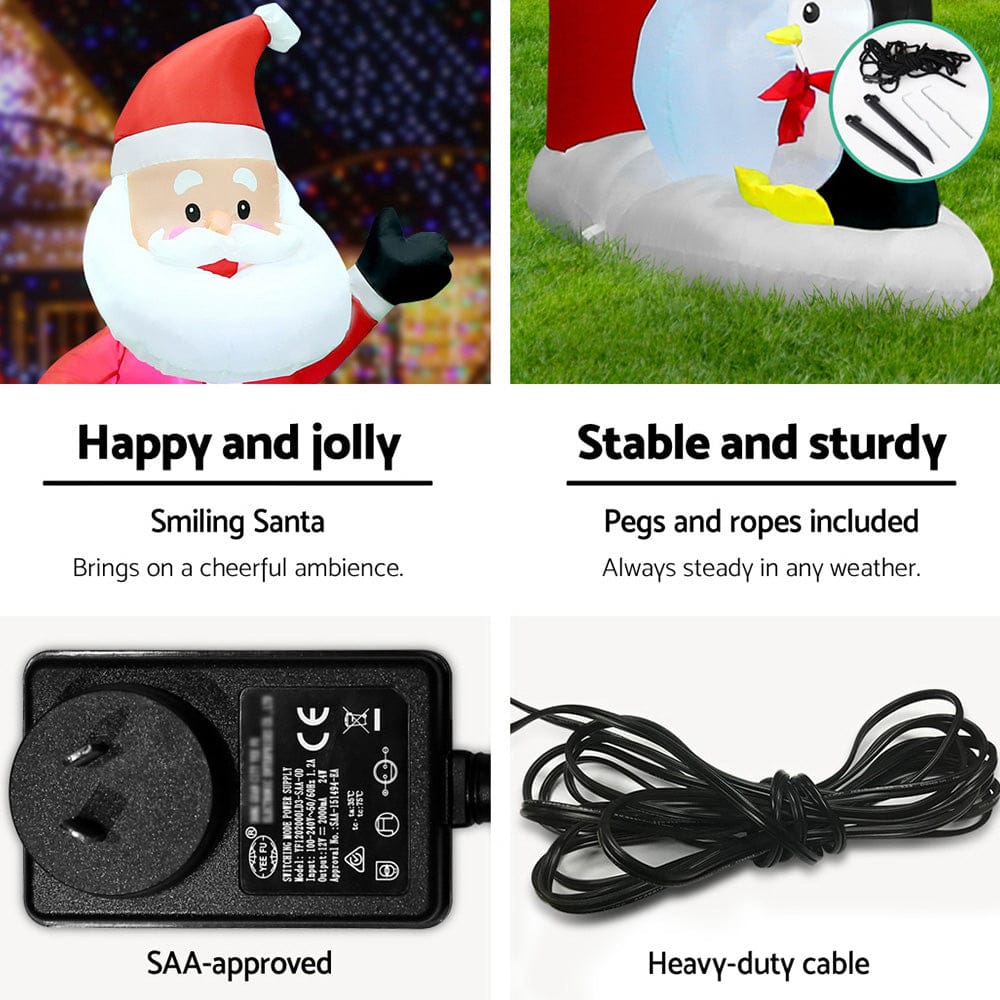 Jingle Jollys Occasions > Christmas > Christmas Decorations Jingle Jollys Christmas Inflatable Archwary Santa 3M Illuminated Decorations