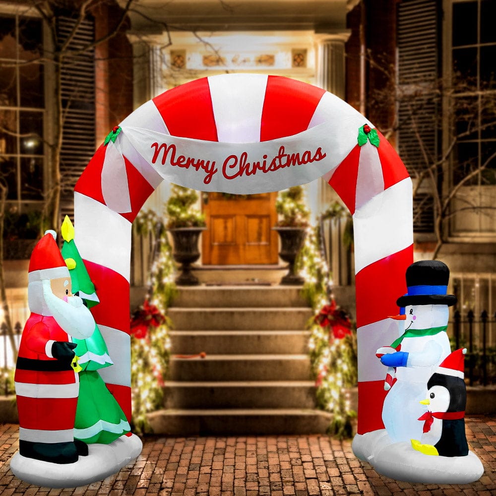 Jingle Jollys Occasions > Christmas > Christmas Decorations Jingle Jollys Christmas Inflatable Archwary Santa 3M Illuminated Decorations