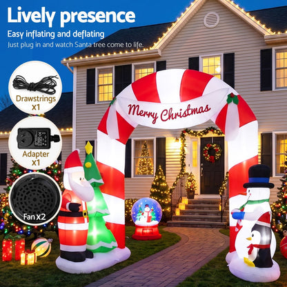 Jingle Jollys Occasions > Christmas > Christmas Decorations Jingle Jollys Christmas Inflatable Archwary Santa 3M Illuminated Decorations