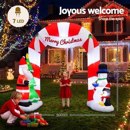 Jingle Jollys Occasions > Christmas > Christmas Decorations Jingle Jollys Christmas Inflatable Archwary Santa 3M Illuminated Decorations
