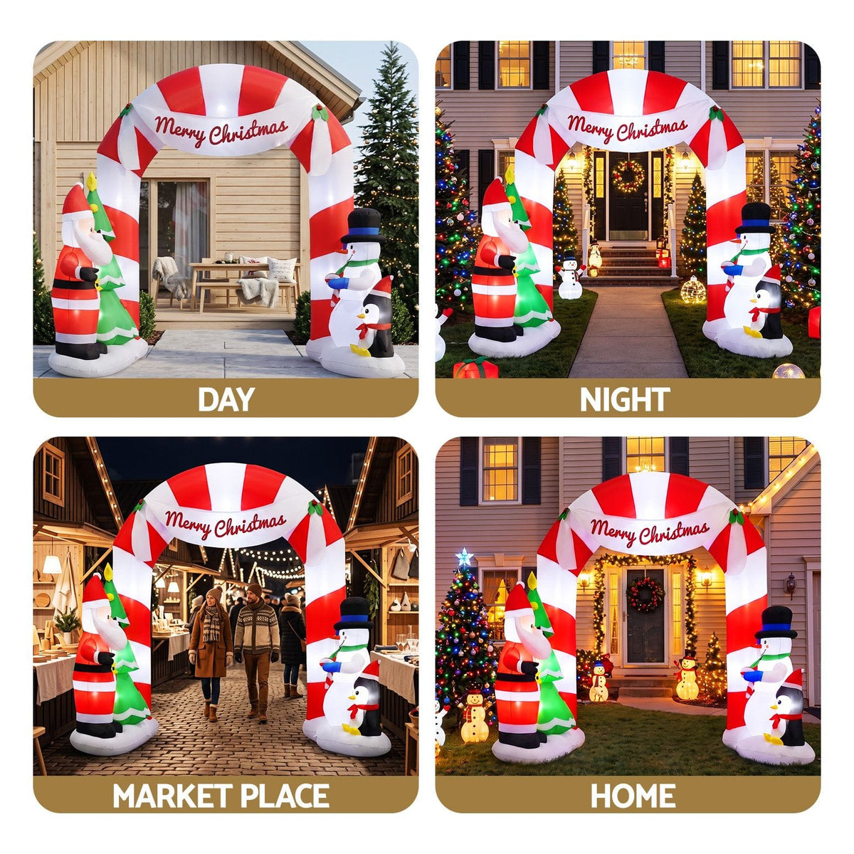Jingle Jollys Occasions > Christmas > Christmas Decorations Jingle Jollys Christmas Inflatable Archwary Santa 3M Illuminated Decorations