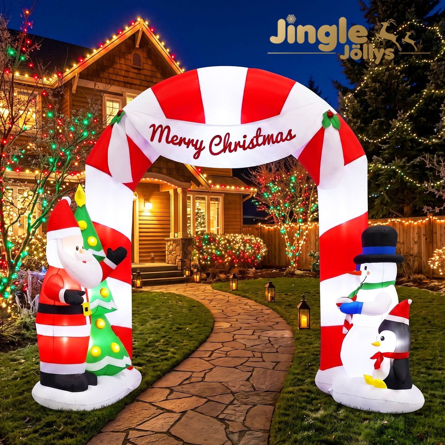 Jingle Jollys Occasions > Christmas > Christmas Decorations Jingle Jollys Christmas Inflatable Archwary Santa 3M Illuminated Decorations